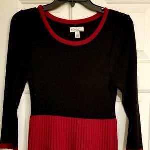 KIM ROGERS Red Black Sweater Dress Size Medium
